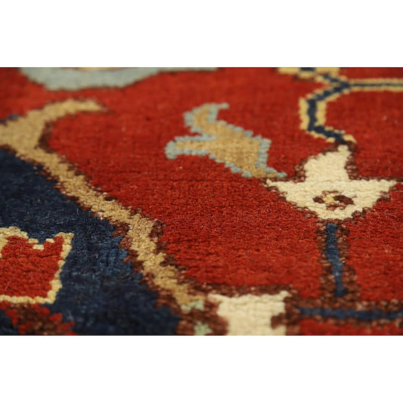 Medallion Heriz Serapi Indian Large Rug Hand-Knotted Wool Carpet - 9'8" x 13'11"