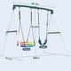 preview thumbnail 4 of 7, KloKick 7.5ft Heavy Duty Swing Set, 500lbs Capacity Outdoor Metal Swing Set for Kids & Adults with Spider Swing and Belt Swing