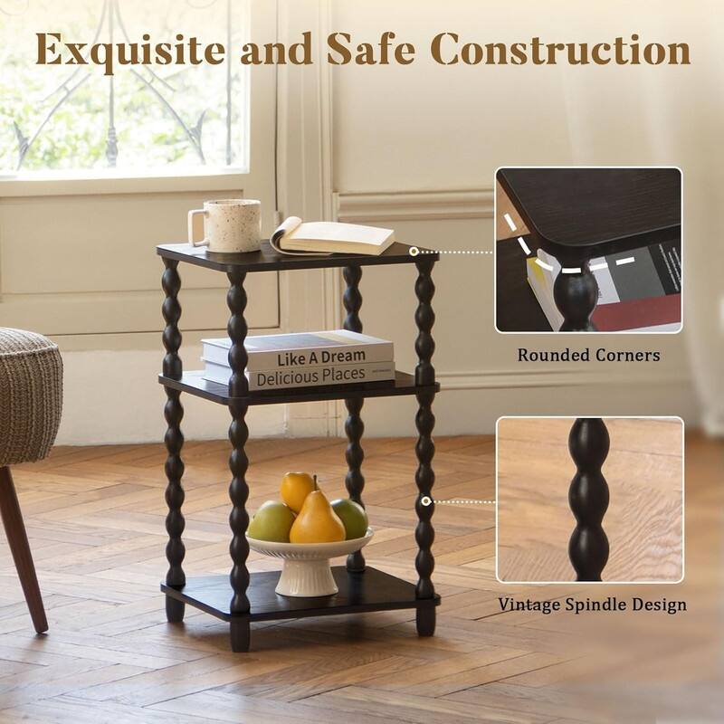 Small End Table with Storage Shelf Vintage Nightstand Bedside Table