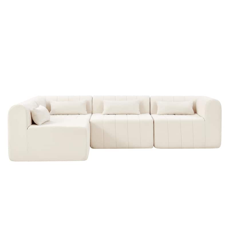 145.5" 4 Pieces Modular Full-Compressed Polyester Upholstered Sectional Sofa