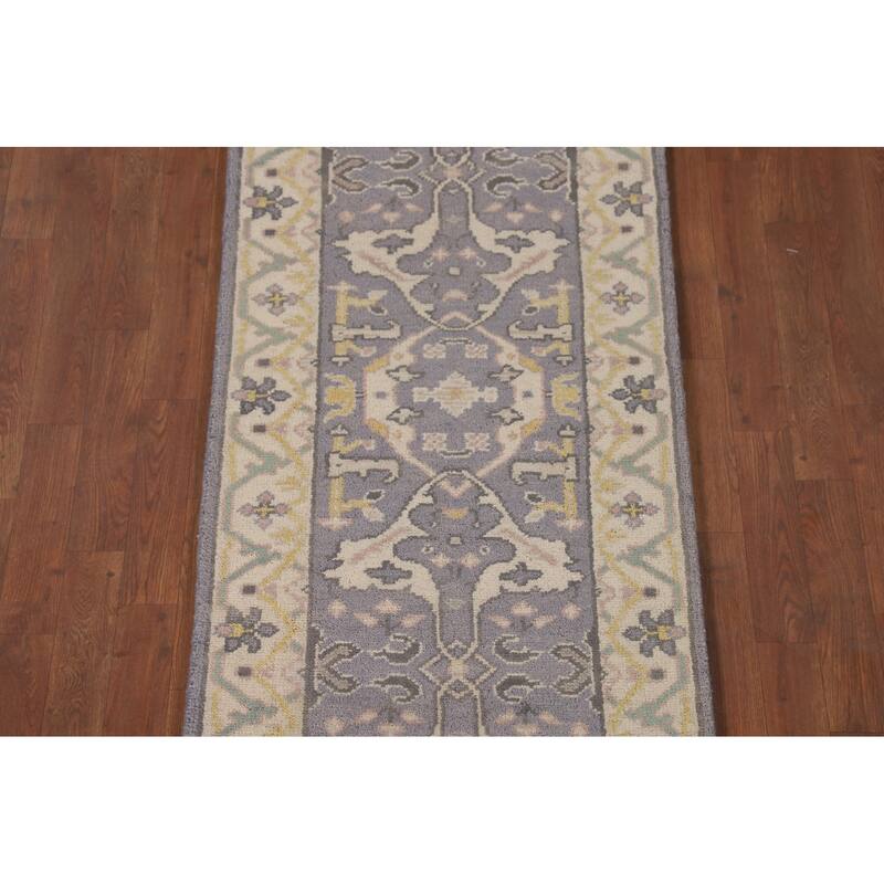 Lilac Oushak Indian Runner Rug Handmade Wool Carpet - 2'5"x 12'3"