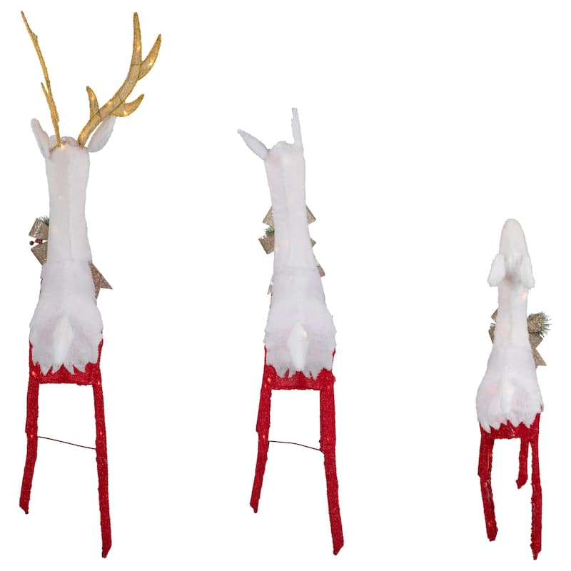 Set of 3 Lighted Red Reindeer Family Outdoor Christmas Decoration - 52.5"
