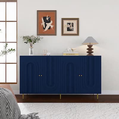60 Inch Modern Sideboard with 4 doors and Adjustable Shelves