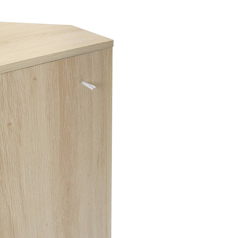 Anmytek Rattan Corner Cabinet with Adjustable Shelves and Black Metal Legs Natural Boho Storage