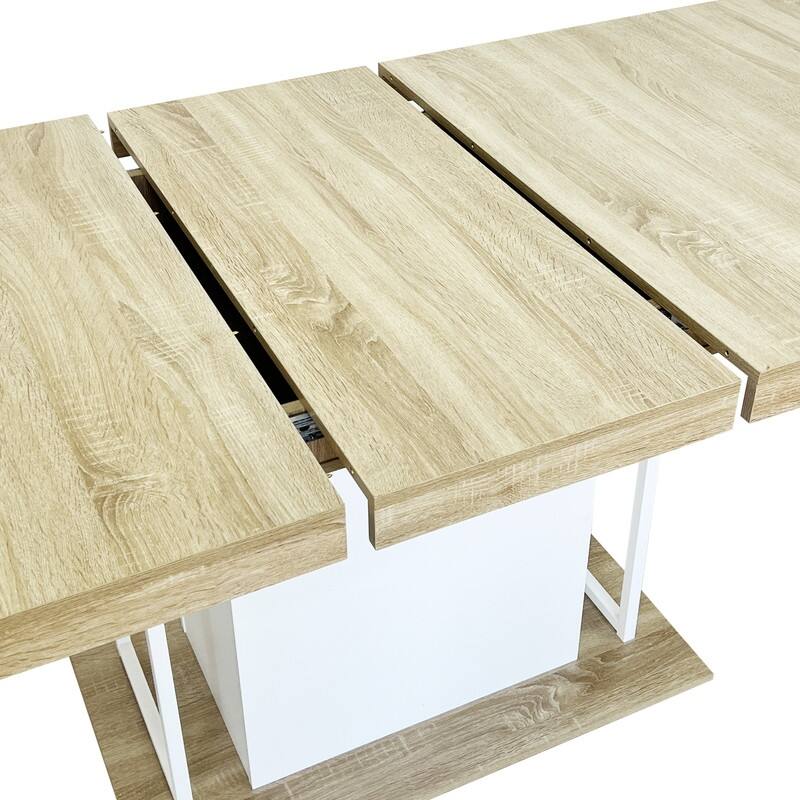 Rectangle extendable dining table for 6-10 people aged effect wood