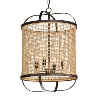 Maxim 22474 Cestino 4 Light 19" Wide Wood Pendant