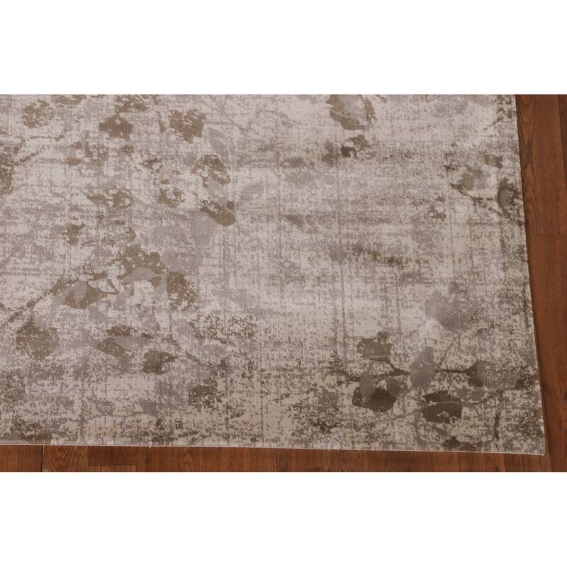 Beige Floral Art & Craft Turkish Area Rug Machine Made Carpet - 5'0" x 7'6"