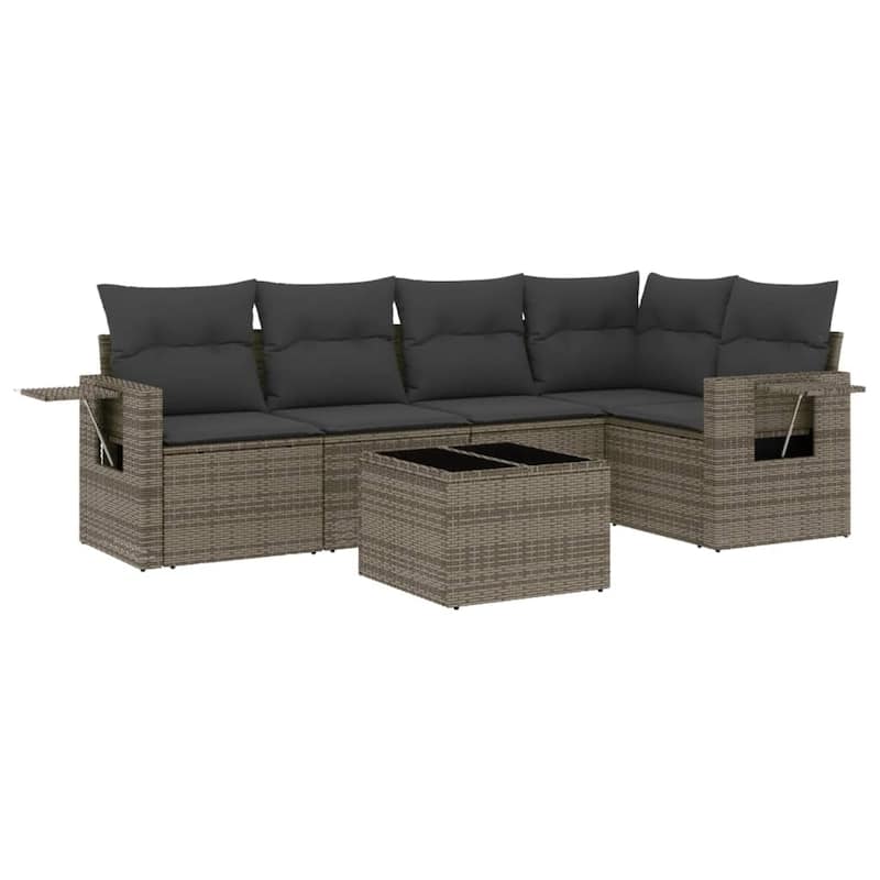 vidaXL Patio Sofa Set with Cushions Outdoor Conversation Furniture Poly Rattan