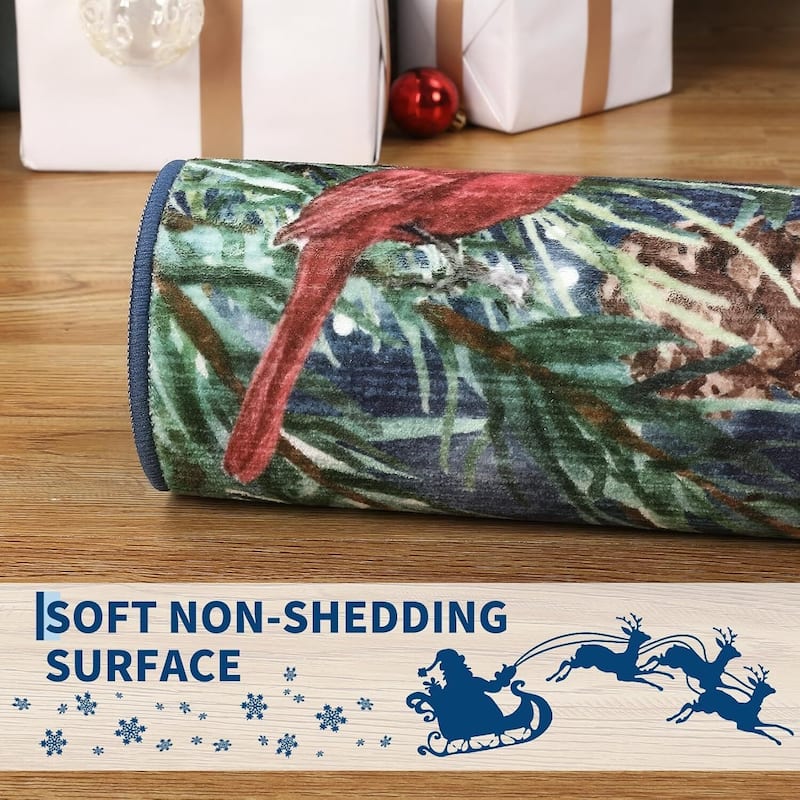 Christmas Eve Blue Xmas Area Rug, for Living Room Bedroom Office Holiday Decor