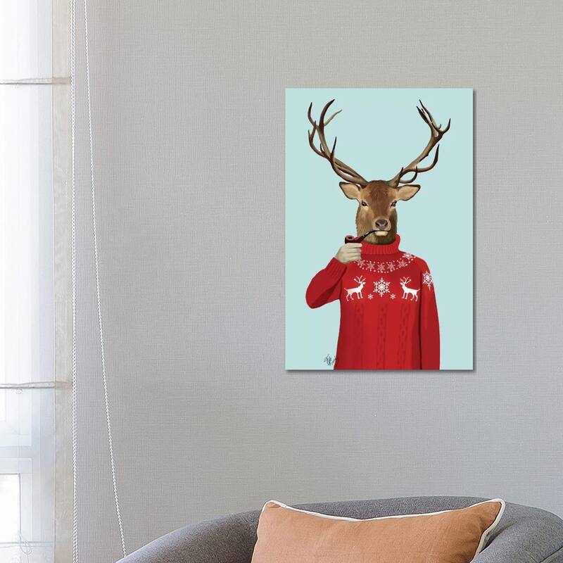 iCanvas "Deer In Ski Sweater" by Fab Funky Canvas Print - 26x18x1.5
