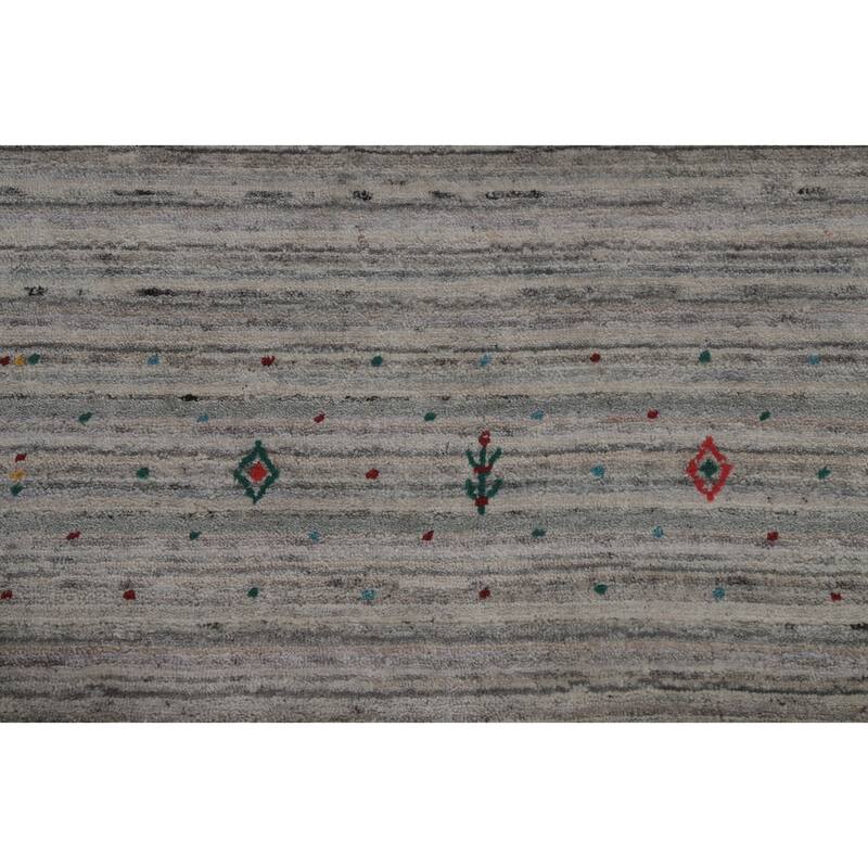 Hand Knotted Oriental 100% Wool Carpet Tribal Animal Pictorial Greys & Charcoal Gabbeh Area Rug - 9' 10'' X 8' 0''