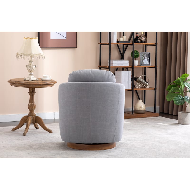 30.3" Swivel Accent Chair with Wood Base