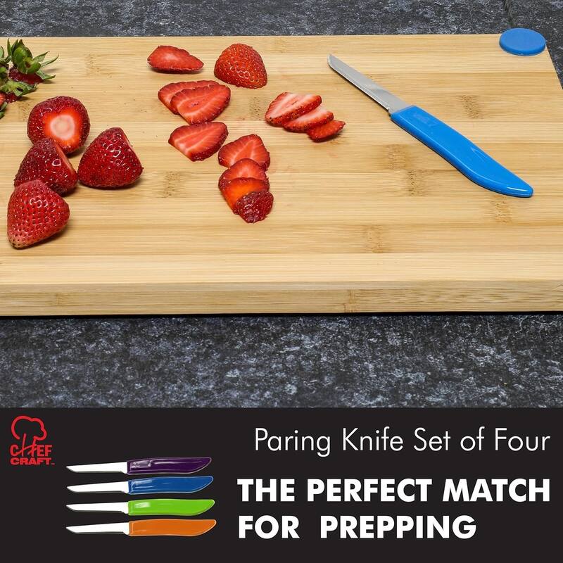 Chef Craft 4pc Stainless Steel Blade Colorful Paring Knives Set