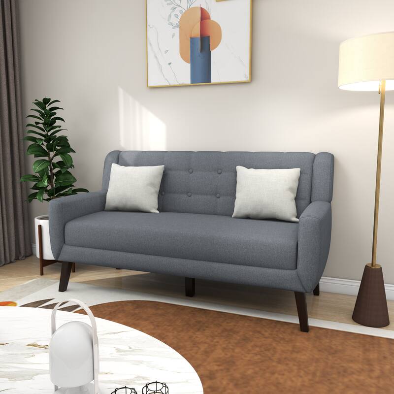 3-Piece Tufted Linen Armchair and Loveseat Set