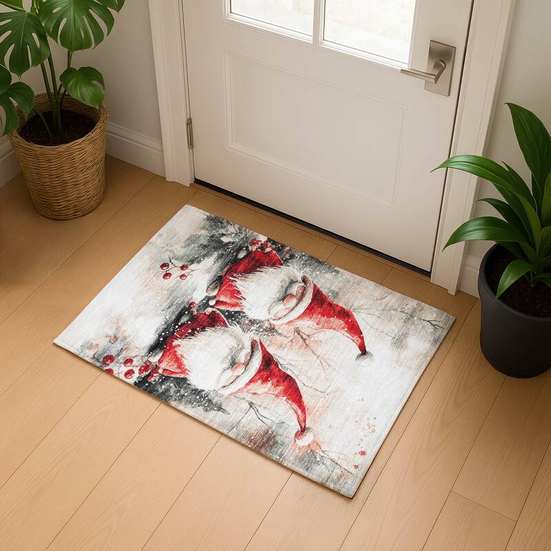 Premium Washable Super Soft Christmas Gnome Mayfield Rug - Ivory - 1'8" x 2'6"