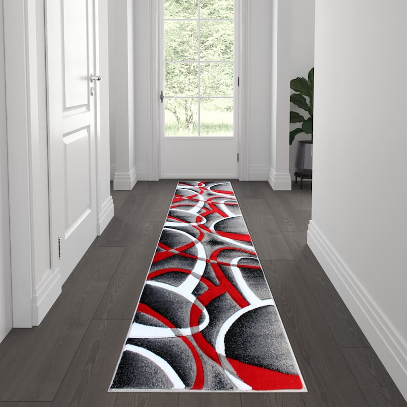 Modern Ribboned Design High-Low Pile Abstract Area Rug