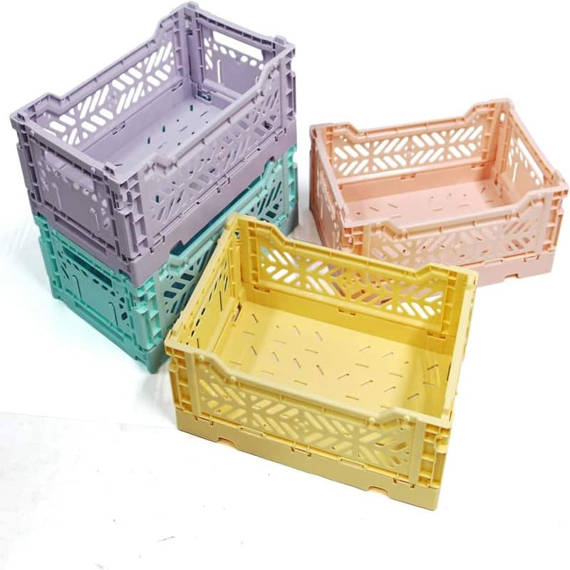 4Pack Plastic Folding Storage Crates Bed Bath & Beyond 39310805