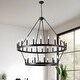 preview thumbnail 1 of 6, 2 Tier Extra Large Wagon Wheel Chandelier Farmhouse Pendant Light Fixture - 78.7IN 78.7IN - Black