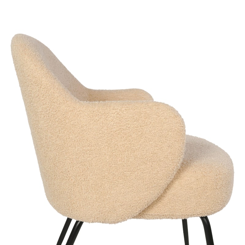 Furnish Theory Nordic Comfort Dining Armchair Arm Chair w/ Various Boucle Fabric Upholstery Covers & Steel Leg Finishes