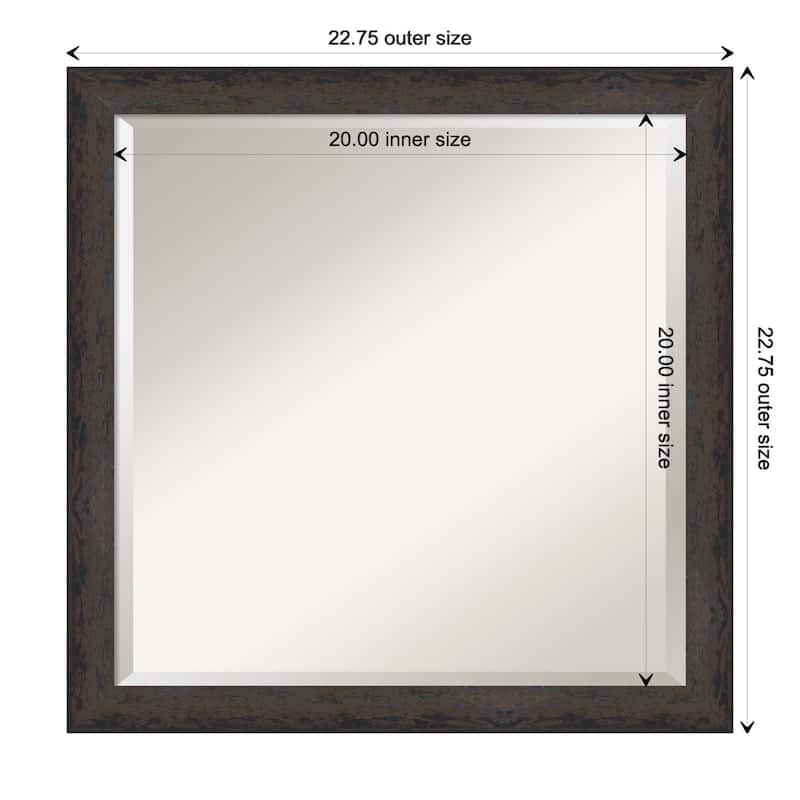 Dappled Narrow Beveled Wood Framed Bathroom Vanity Wall Mirror - Dappled Black Brown Narrow - Glass Size 20x20
