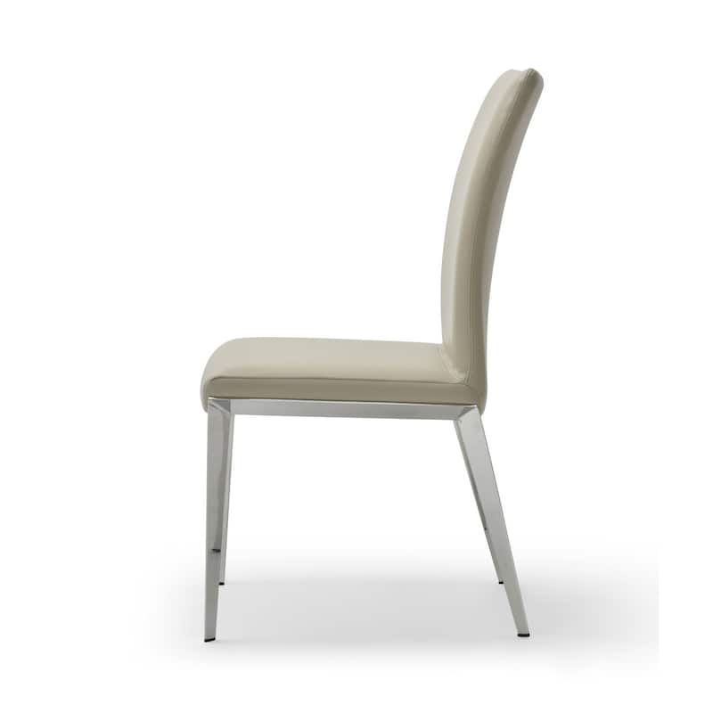 Silver/Gray Faux Leather Upholstered Metal Frame Dining Chair, Set of 2, Sturdy Dining Chair for Dining Rooms - 15.5