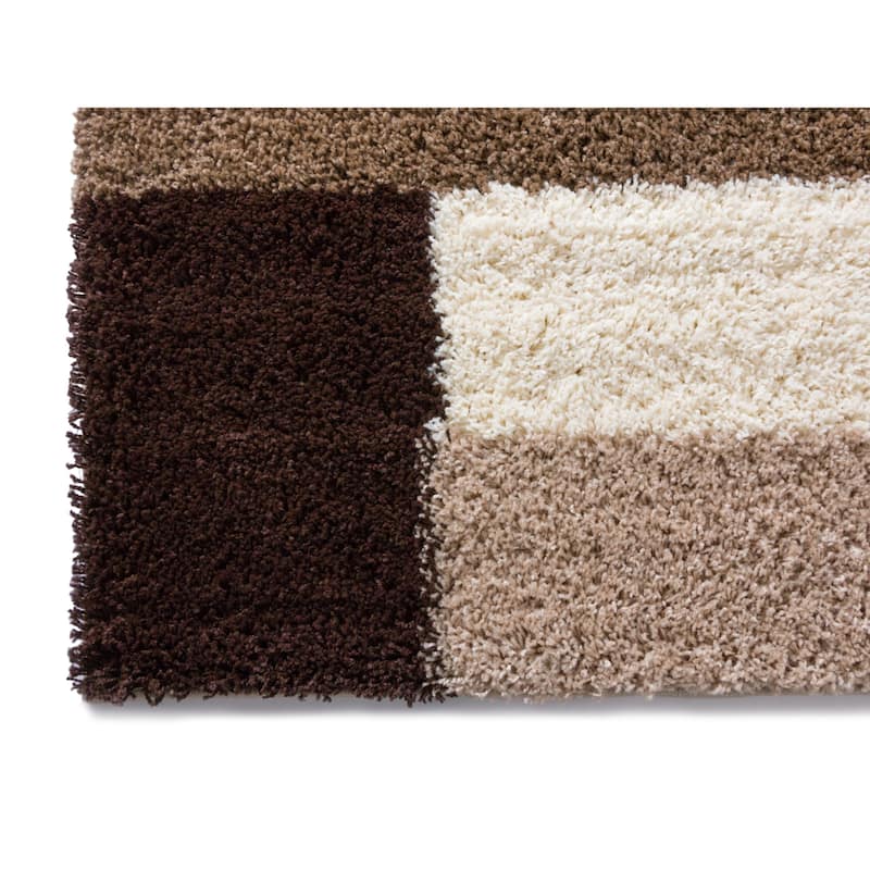 Well Woven Shag Plush Geometric Modern Contemporary Color Block Area ...