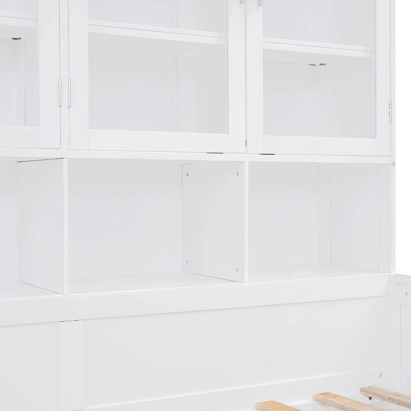 Multifunctional Twin/Full Daybed with Storage Cabinets, LED Lighting, and Shelves