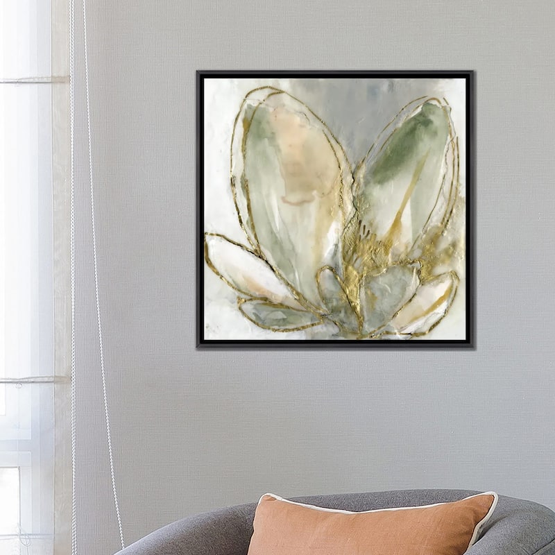 iCanvas "Blooming Gold I" by Jennifer Goldberger Framed