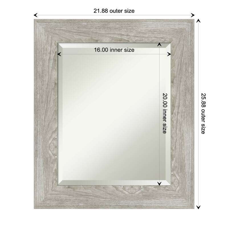Beveled Wall Mirror - Dove Greywash Frame - Dove Greywash - 22 x 26-inch