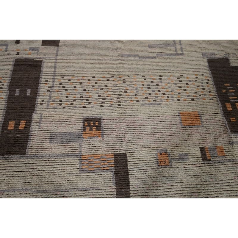 Modern Moroccan Abstract Area Rug Handmade Stripe Wool Carpet - 8'10"x 12'5"