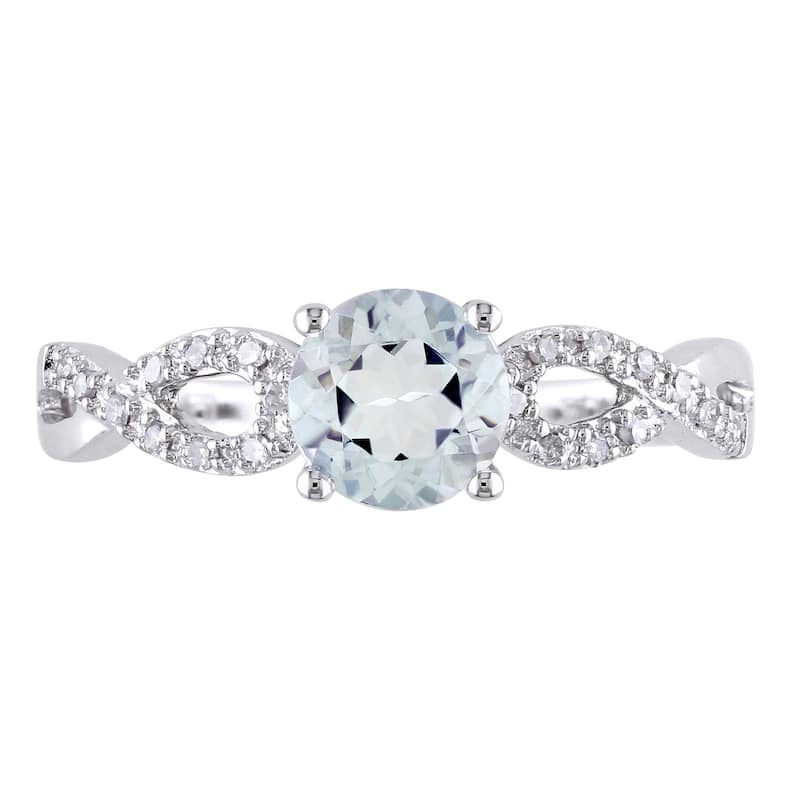 Miadora 10k White Gold Aquamarine and 1/10ct TDW Diamond Ring (G-H, I1-I2)