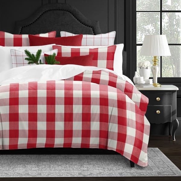 Basic Check Red Comforter Set Twin On Sale Bed Bath & Beyond 37606508
