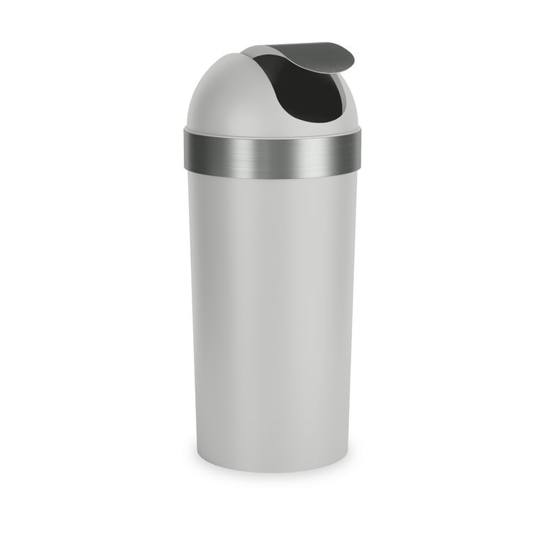 Superio 13 gal. Grey/Black Plastic Swing Top Trash Can, Gray