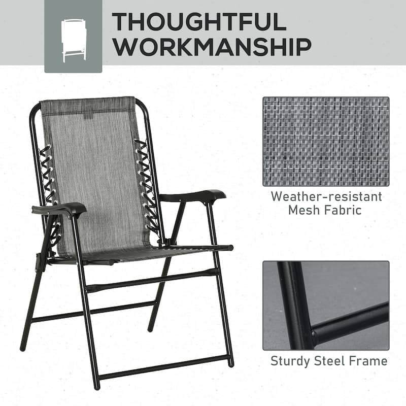 Set of 2 Patio Folding Chairs, Outdoor Portable Lawn Chairs with Armrests for Camping, Garden, Pool, Beach, Backyard