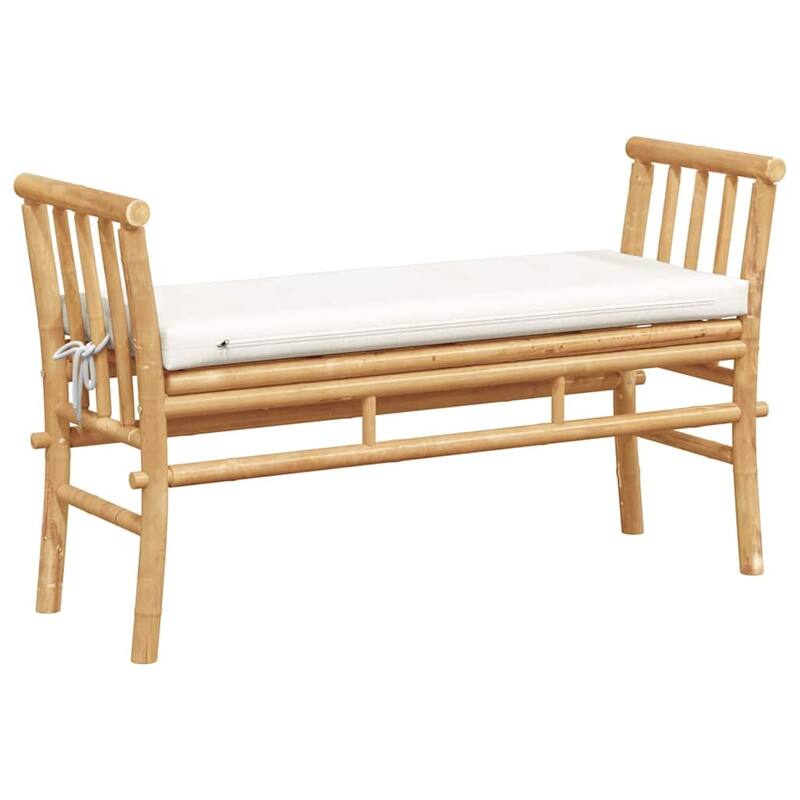 vidaXL Garden Bench with Cushion Brown 110 x 38 x 65cm bamboo - 43.3 x 15.0 x 25.6