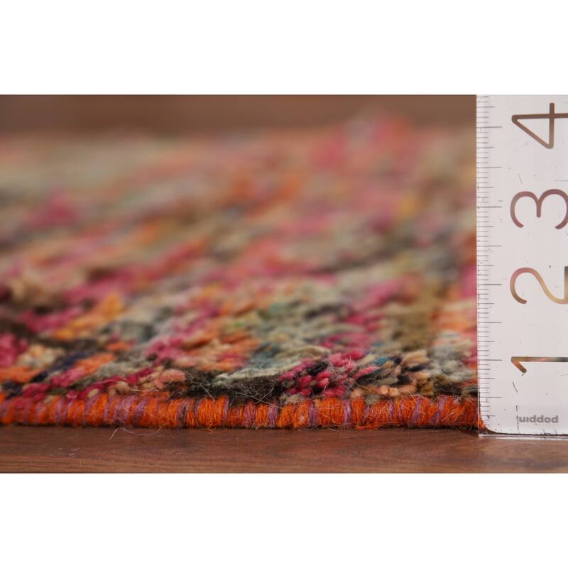 Hand Knotted Oriental 100% Wool Carpet Modern All-Over Multi-Colored Moroccan Area Rug - 6' 8'' X 4' 0''