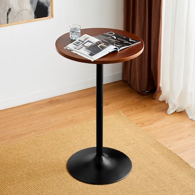 Glitzhome 39.5"H Modern Bistro Walnut Top Round Pub Bar Table