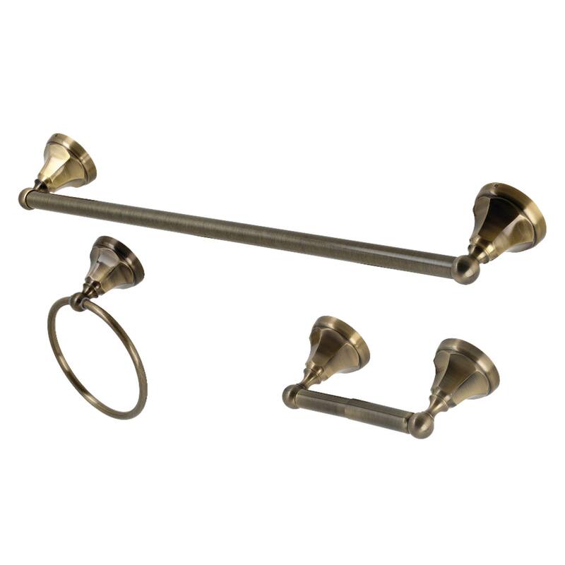 Kingston Brass Modern Metropolitan 3-Piece Towel Bar Accessory Set in Antique Brass