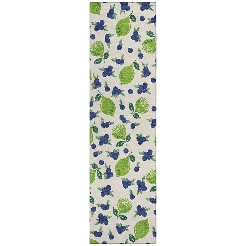 Machine Washable Indoor/ Outdoor Citrus Berry Chantille Rug