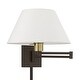 preview thumbnail 12 of 12, Livex Lighting 1-Light Off-White Shade Swing Arm Wall Lamp, 40039