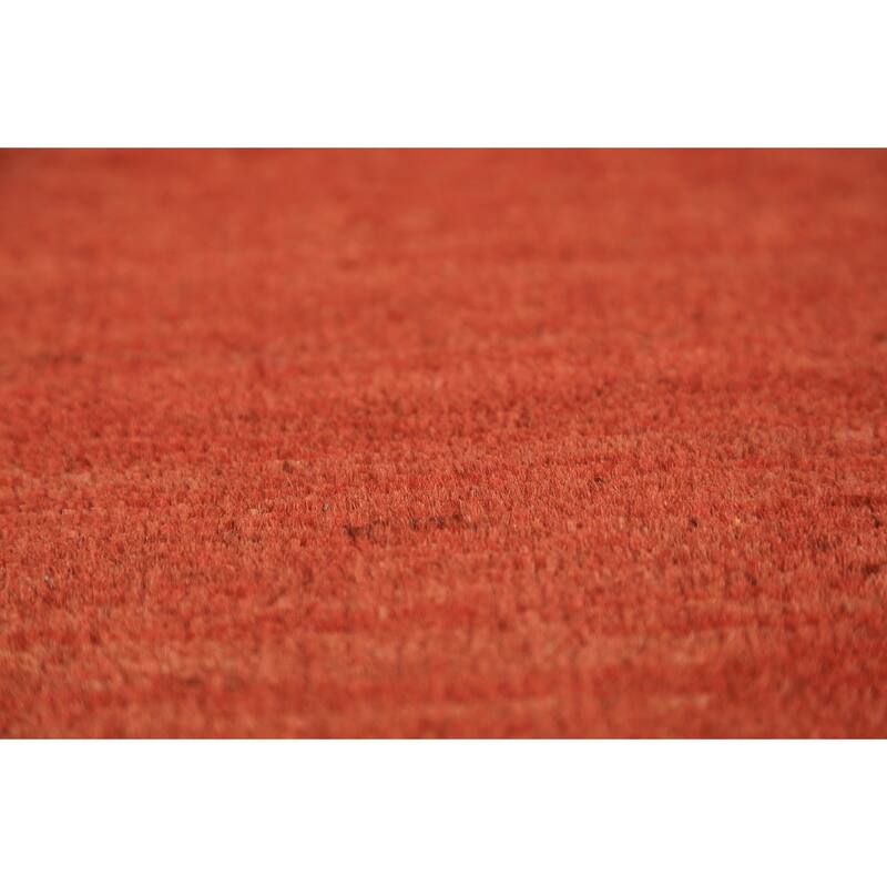 Stripe Orange Gabbeh Modern Rug Handmade Wool Carpet - 3'5" x 4'10"