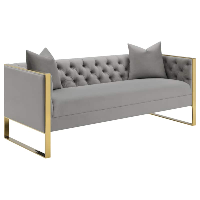 Eastbrook Velvet Upholstered Tufted Sofa Set Grey