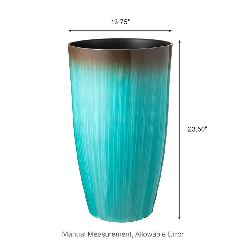 Glitzhome 23.5"H Set of 2 Oversized Gradient Blue or Green Planter Tall Plastic Flower Pot
