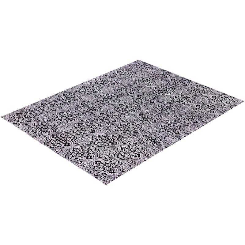 Ikat One-of-a-Kind Hand-Knotted Area Rug, Blue - 9' 3" x 12' 1"