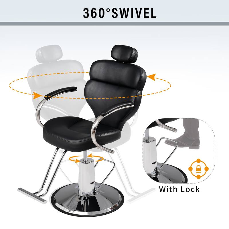 Premium Reclining barber Chair Salon Chair for Hair Stylist - N/A