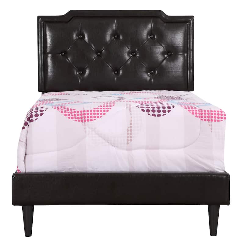 Adjustable Upholstered Tufted Twin Panel Bed - 81" - Cappuccino Brown