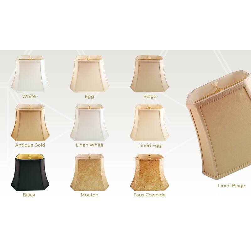 Royal Designs Rectangle Cut Corner Lamp Shade, Black with Gold, (6x8)x(9x14)x10.5