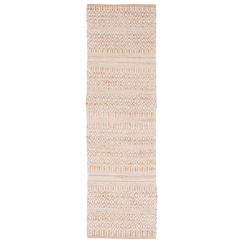 SAFAVIEH Handmade Natural Fiber Presley Geometric Jute Rug - 2'3" x 8' Runner - Natural/Ivory