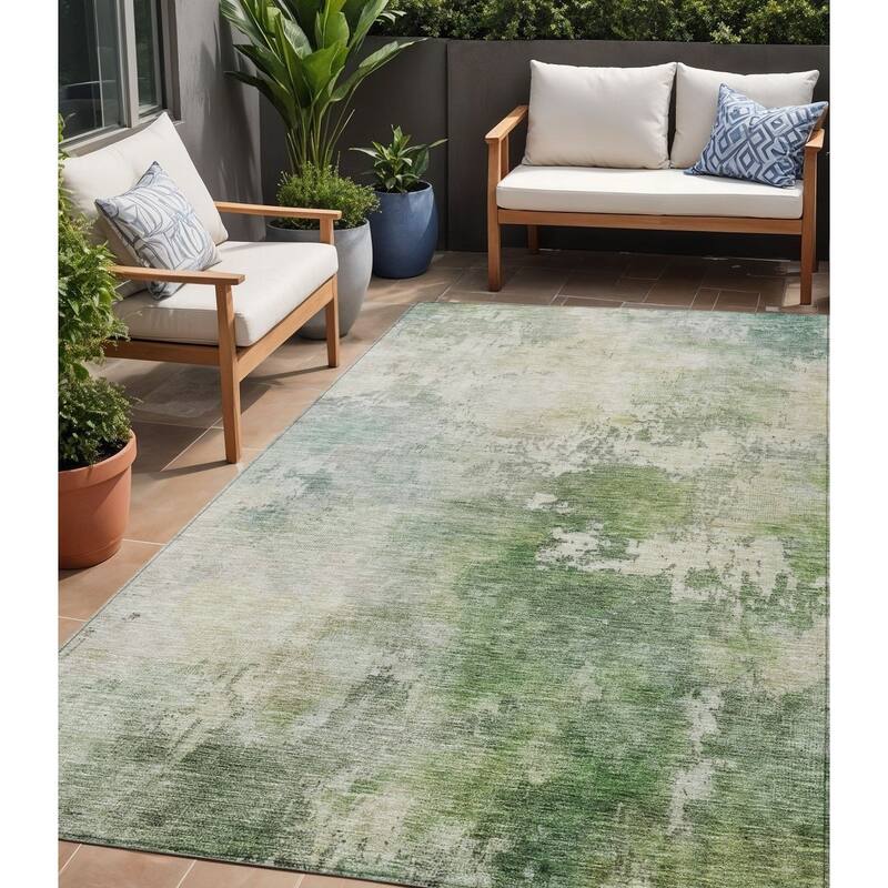 HomeRoots Abstract Transitional Rectangle Outdoor Rug - 5' X 8'