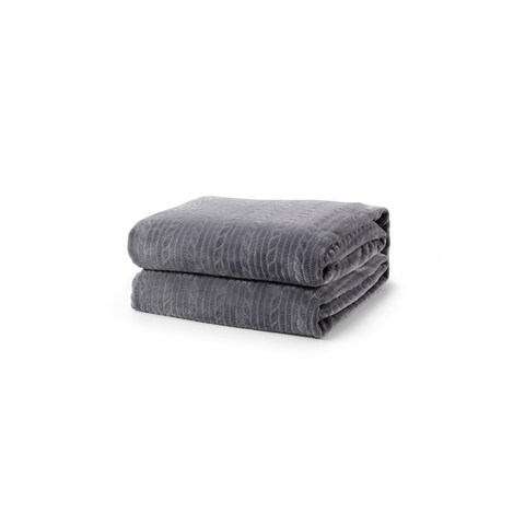 L'baiet Embossed Luxury Twin Blanket 60"x80" 100% Polyester - Grey